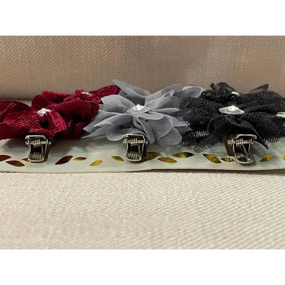 N by Noir Hair Clip Barrettes NEW Floral Set of 6